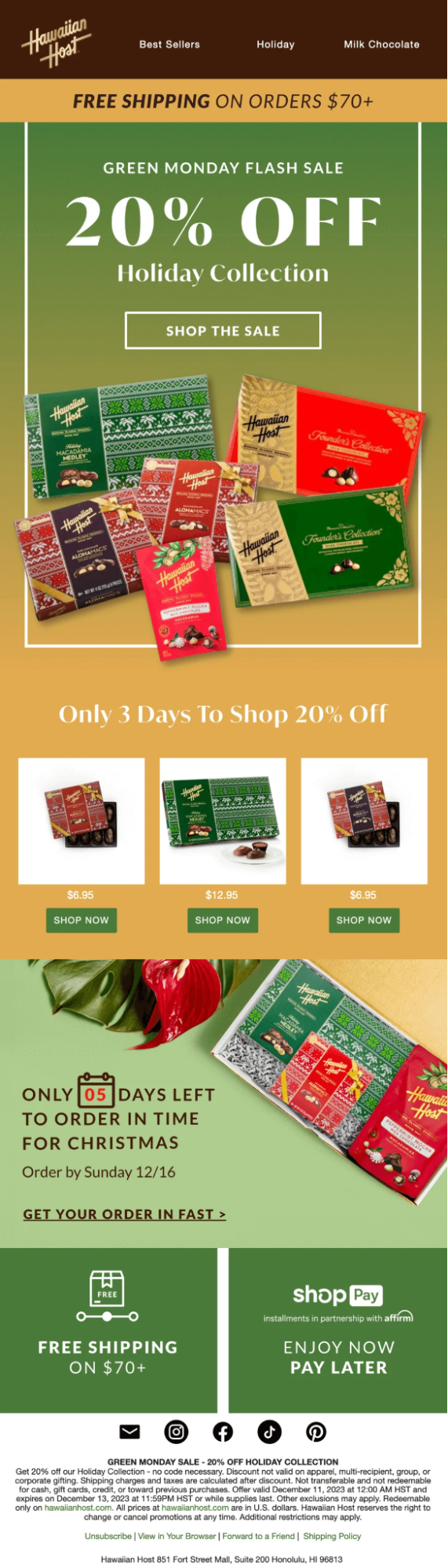 Hawaiian Host vouchers in BFCM campaign